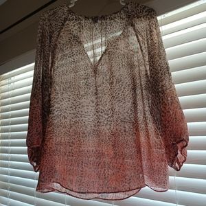 ZAC & RACHEL Sheer Leopard Print Pink Ombre Top XL